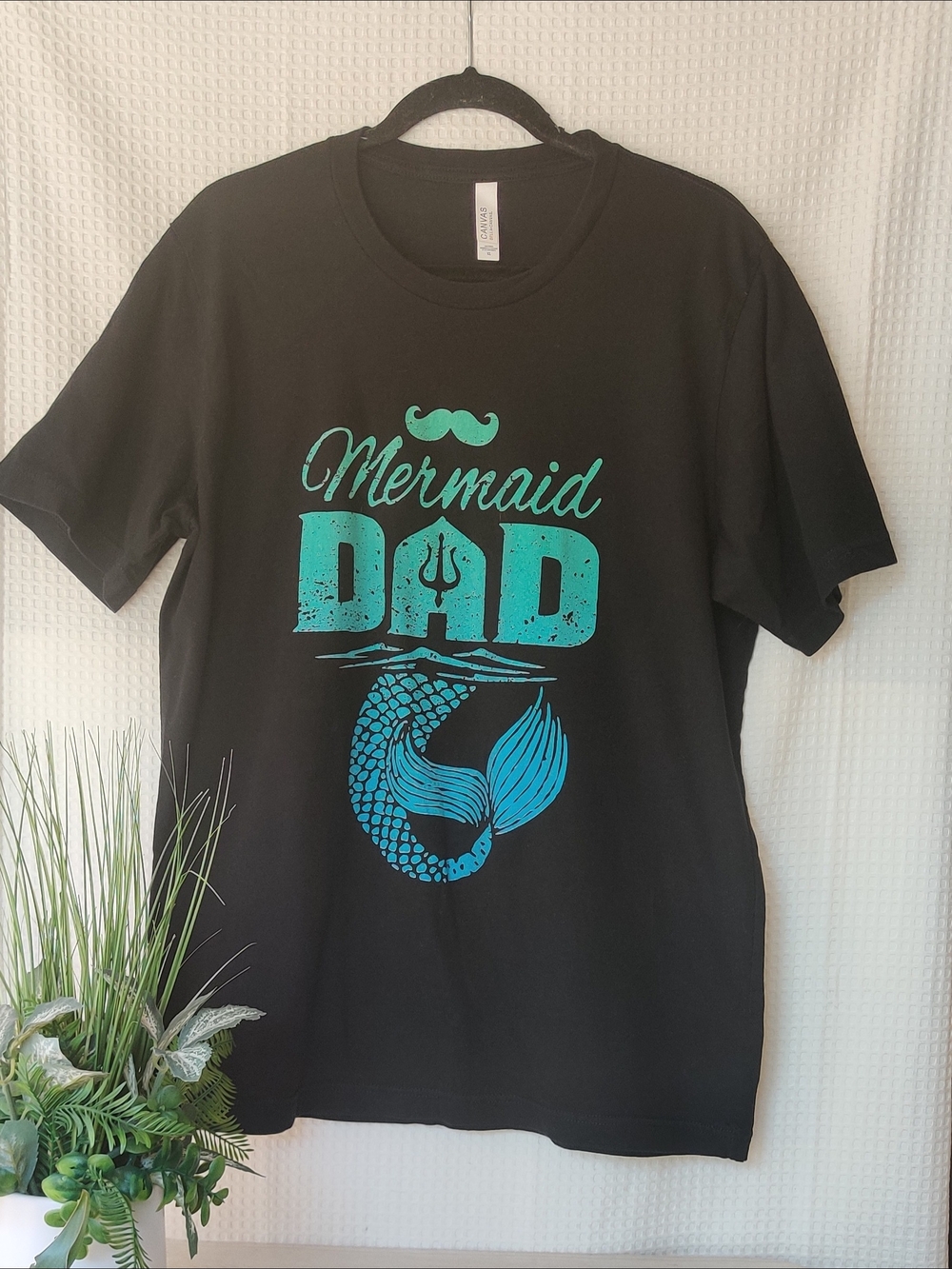 Bella Canvas Men's Black "Mermaid Dad" Graphic T-Shirt Size XL